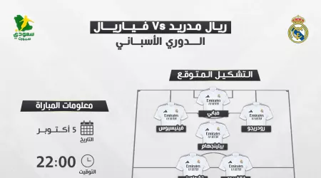  ريال مدريد ضد فياريال | موعد المباراة والتشكيل المتوقع والقناة الناقلة 